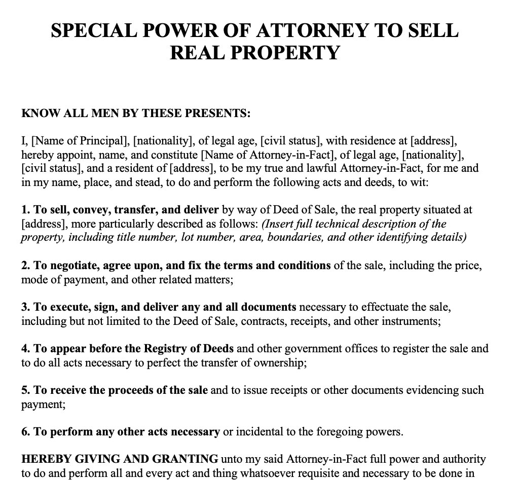 SPA to Sell Real Property